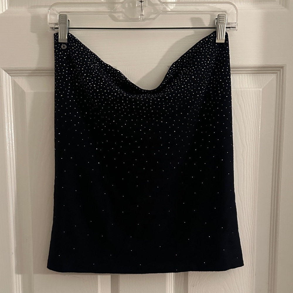 Elegant Black halter top Rhinestone Accents